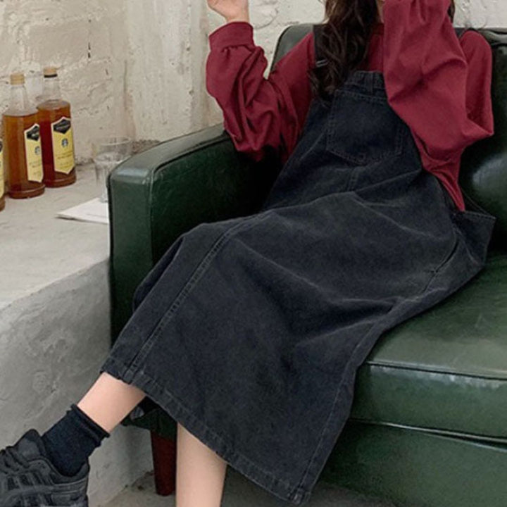 Chic and Style | Casual denim overall dress with front pocket