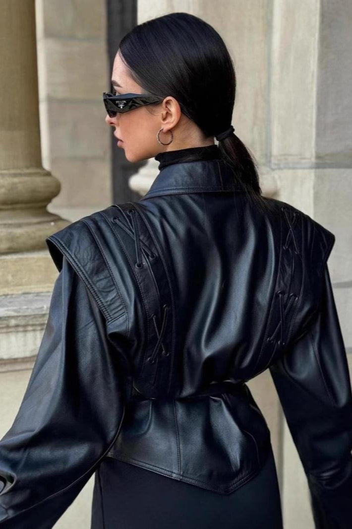 Lune London | Belted PU Leather Jacket