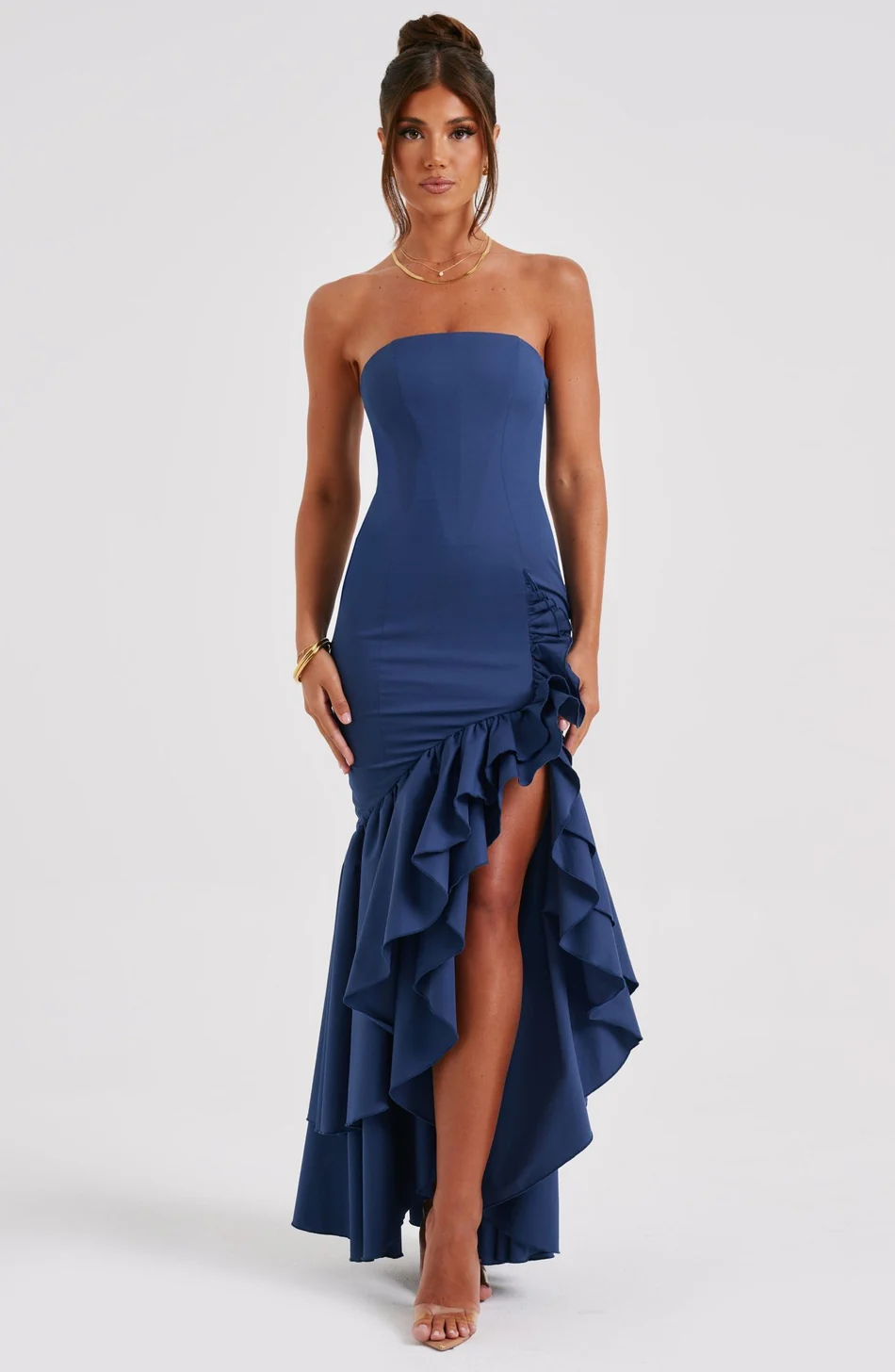 Lune London | Ruffles High Slit Dress