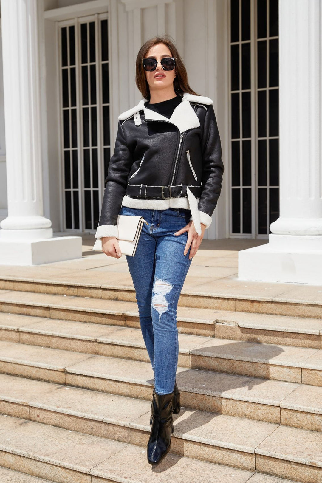Lune London | Fleece-lined Suede Belted Jacket