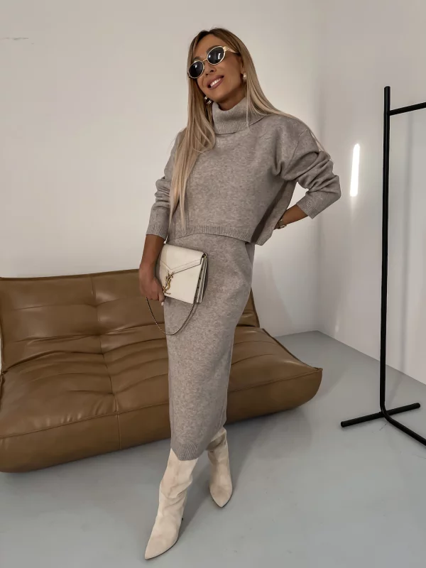 Lune London | Jersey Set Midi Dress with Turtleneck