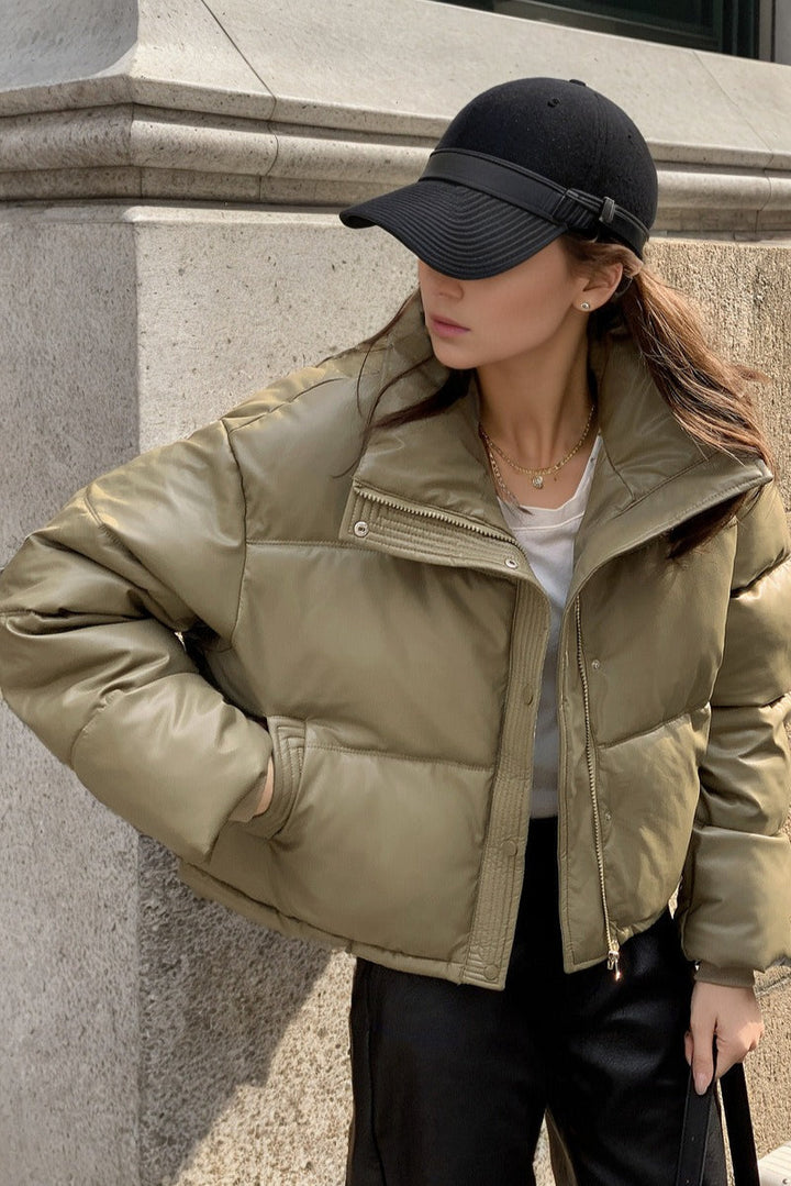 Lune London | Faux Leather Insulated Puffer Jacket