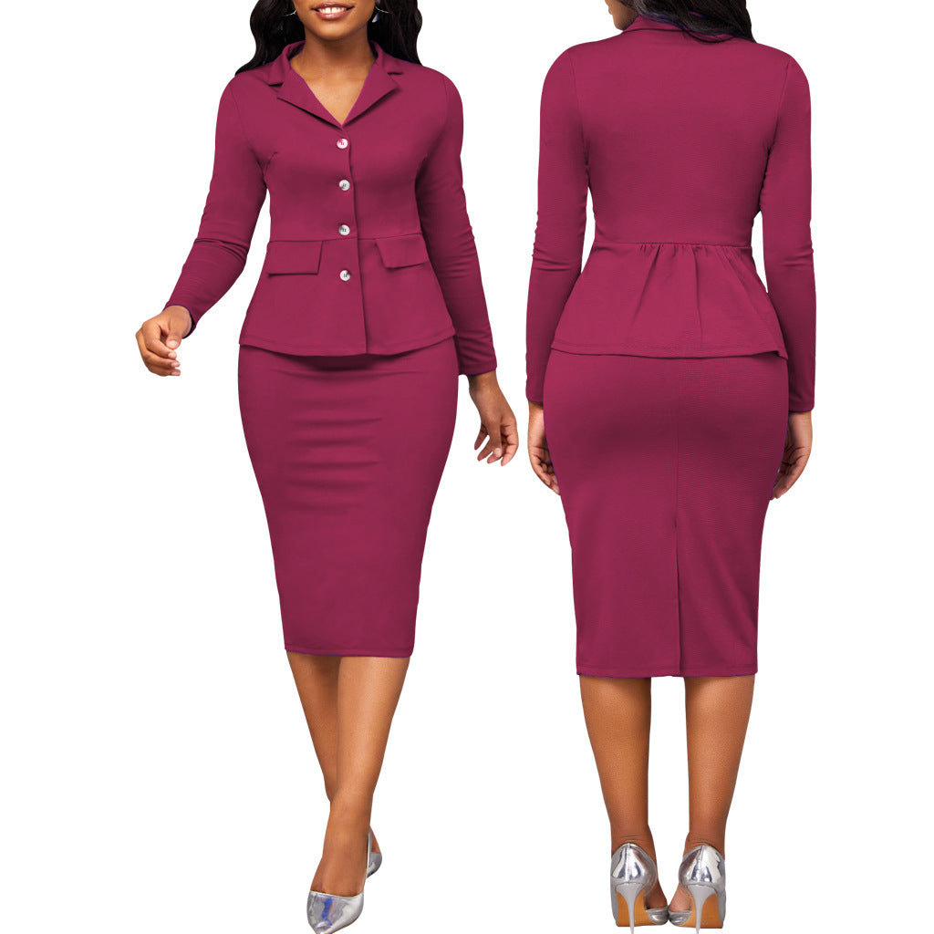 Lune London - Two-piece women's suit with white collar and long sleeves