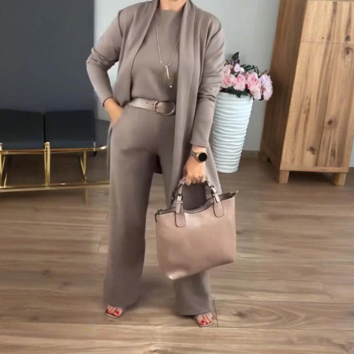 Lune London | Stylish 3-piece set consisting of a long cardigan, top and trousers