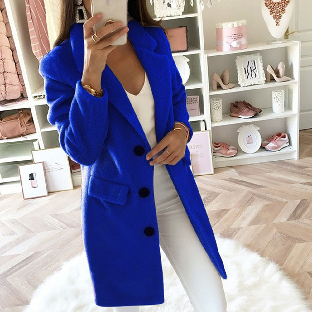 Lune London | Women’S Double-Breasted Wool Coat with Lapel Collar
