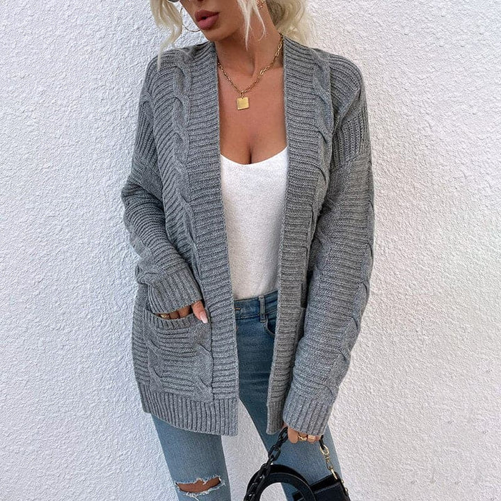Lune London | Cardigan - Knit - Open Front - Loose Fit - With Pockets - Long Sleeve