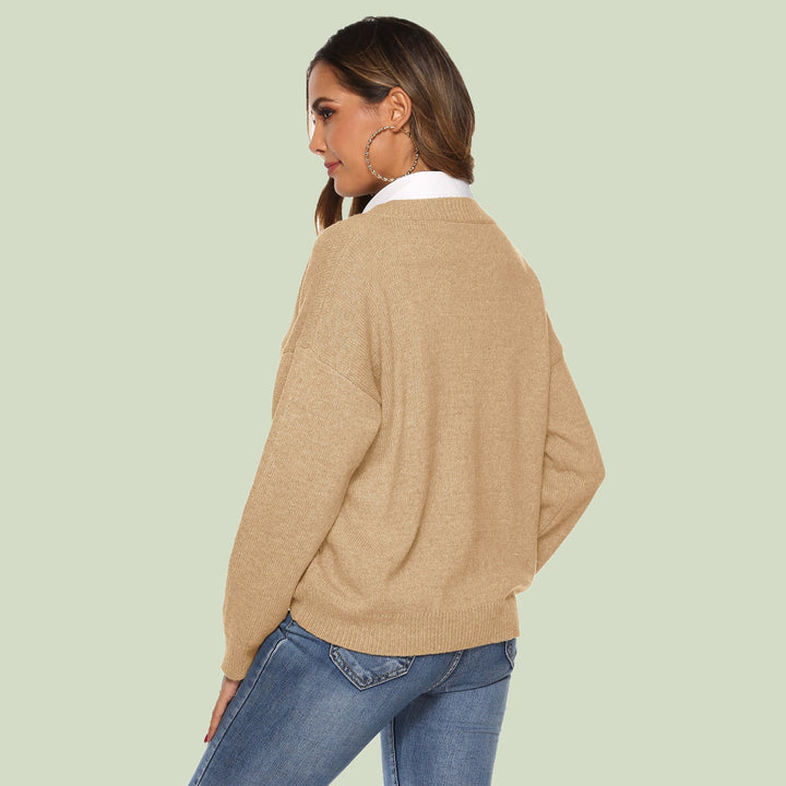 Lune London | Knit Sweater - V-Neck - Loose Fit - Long Sleeves - Soft and Comfortable