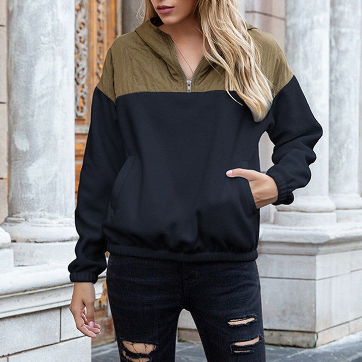 Lune London | Hoodie - Padded Top & Soft Fleece - Half Zipper - Loose Fit - With Pockets