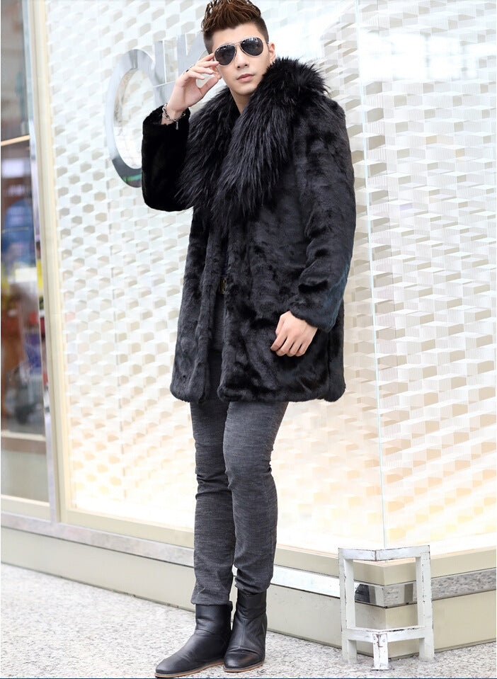 Elegant faux fur coat for men with luxurious collar Lune London