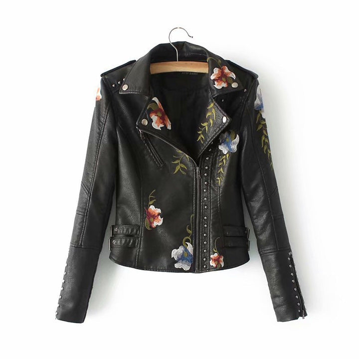 Lune London | Embroidered Decorated Faux Leather Jacket
