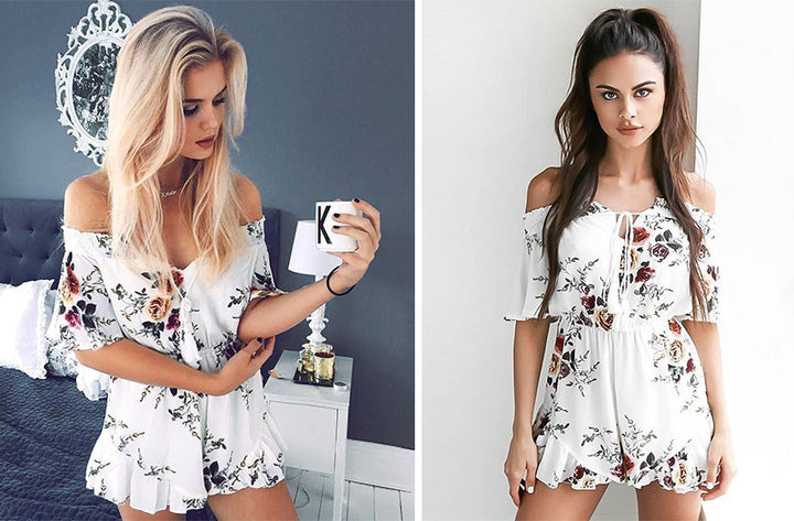 Combinaison femme décolletée avec motif floral Chic & Stil