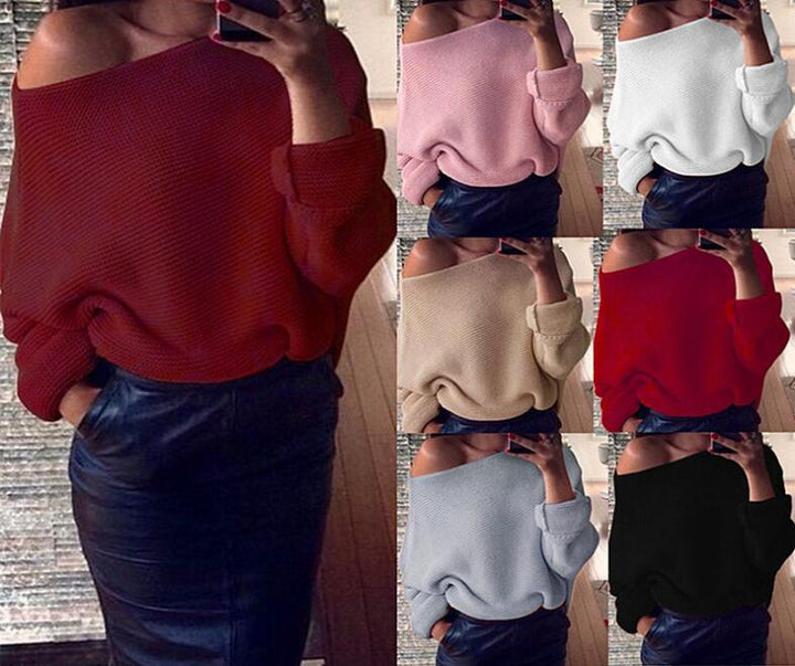 Casual women's sweater with loose fit and open shoulder Lune London