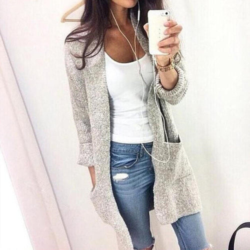 Ladies large knit cardigan to tie with practical pockets and casual cut Chic and Still