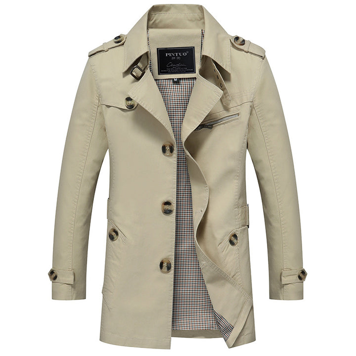 Modern trench coat for men with stylish details and multiple pockets Lune London