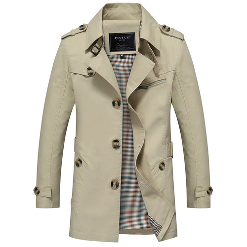 Modern trench coat for men with stylish details and multiple pockets Lune London