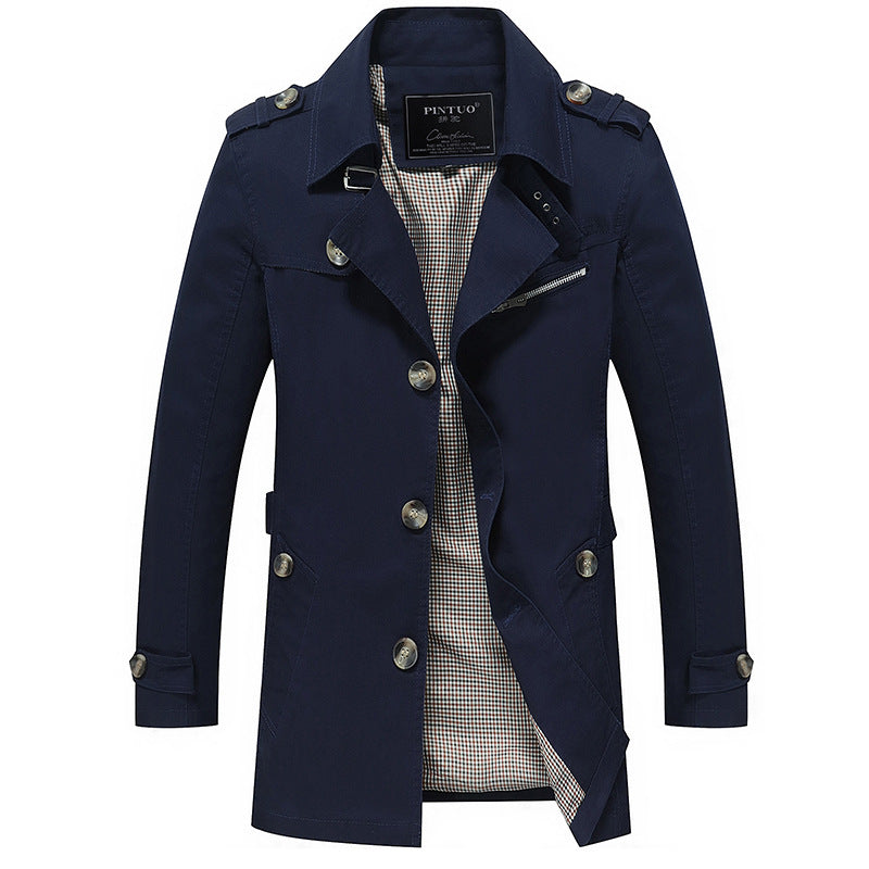 Modern trench coat for men with stylish details and multiple pockets Lune London