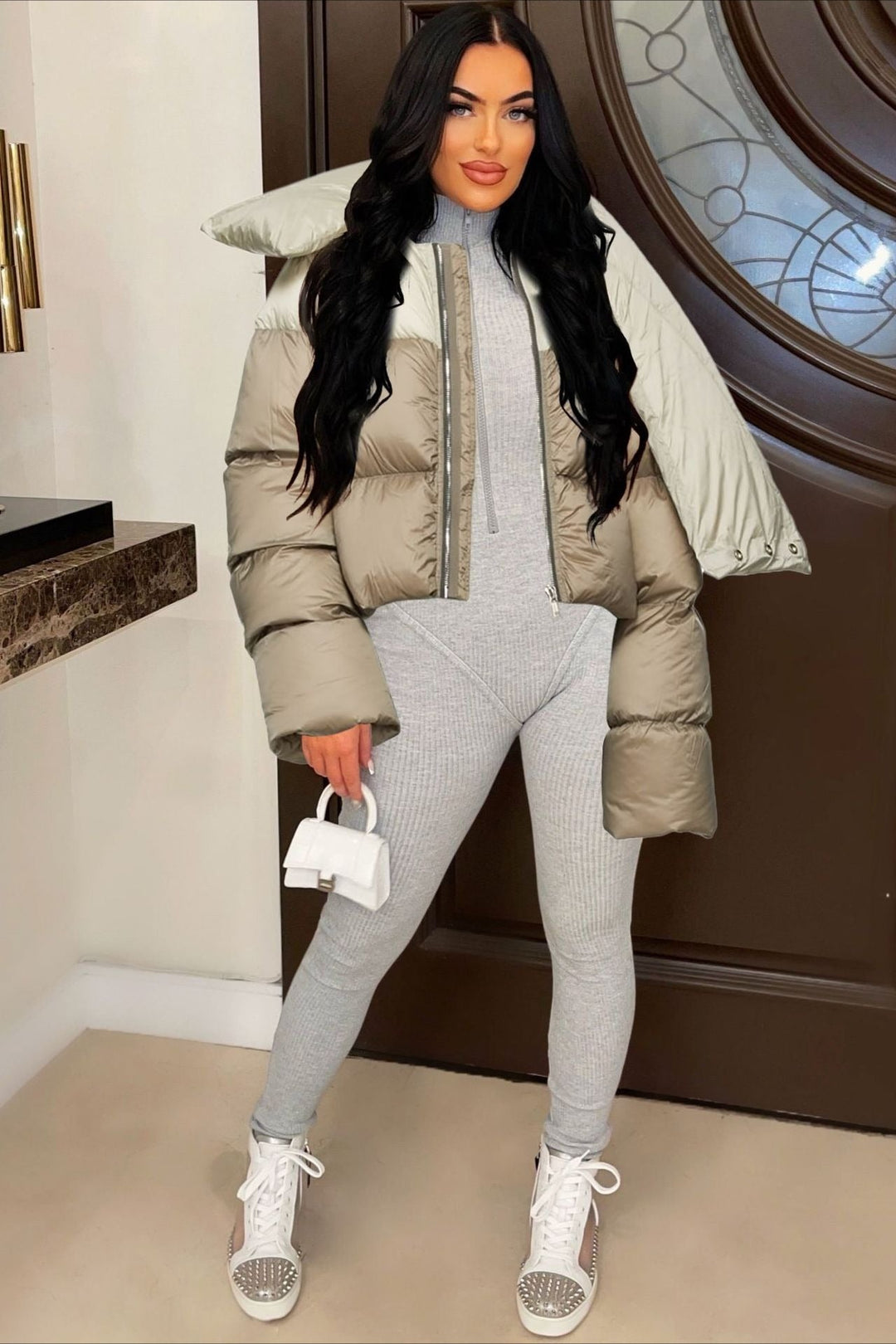Lune London | Neck Scarf Collar Quilted Puffer Jacket