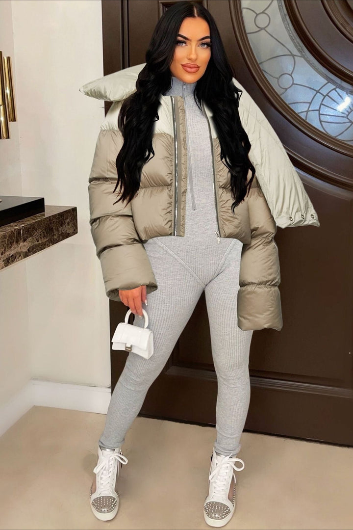 Lune London | Neck Scarf Collar Quilted Puffer Jacket