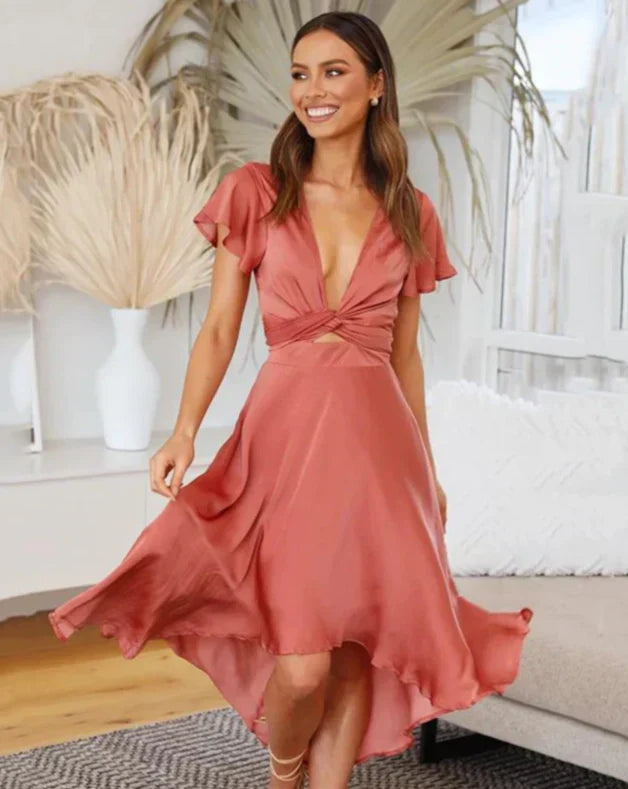 Lune London | Elegant Satin Dress with Tie Band