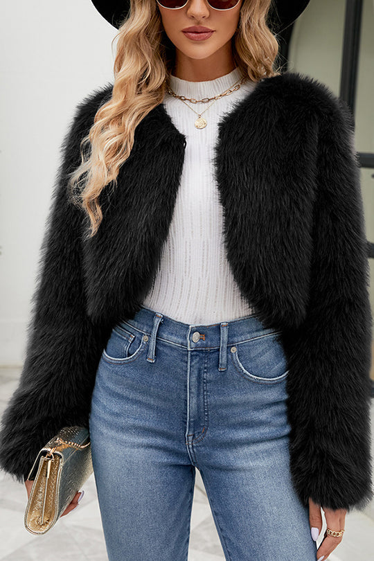 Lune London | Long Sleeve Short Casual Faux Fur Jacket