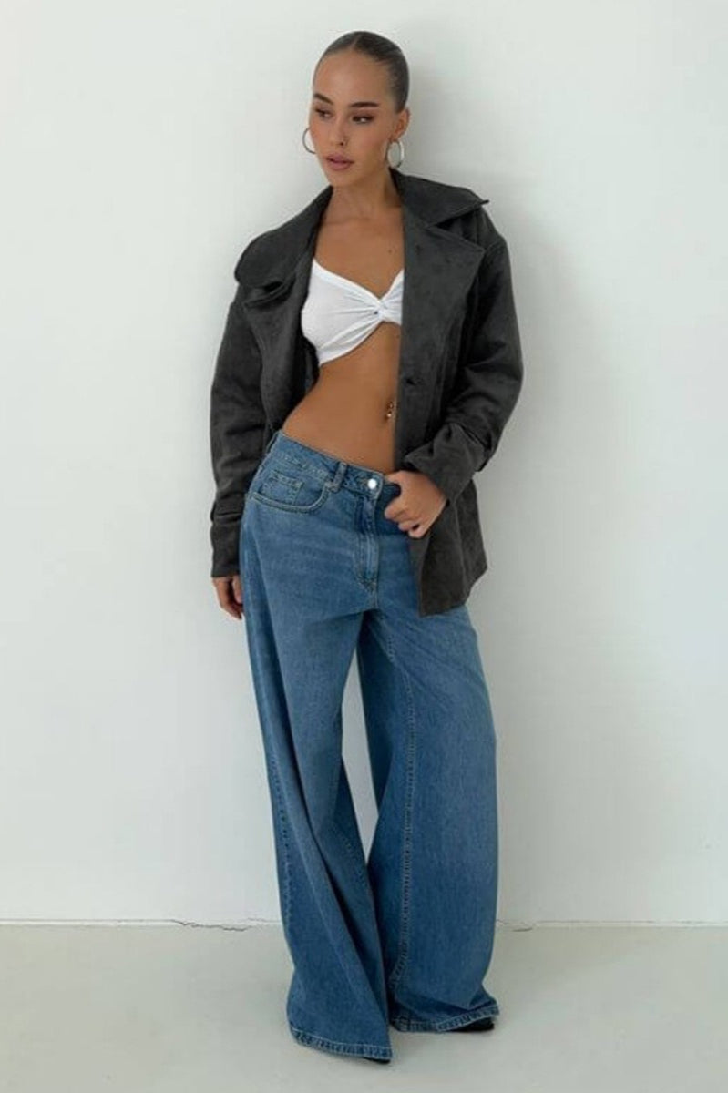 Lune London | Suede Lapel Waistband Jacket Coat