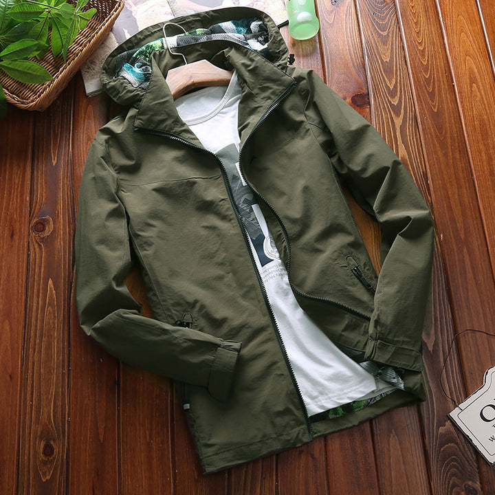 Veste de plein air pour hommes déperlant avec zone de capuche ajustable Chic und Stil
