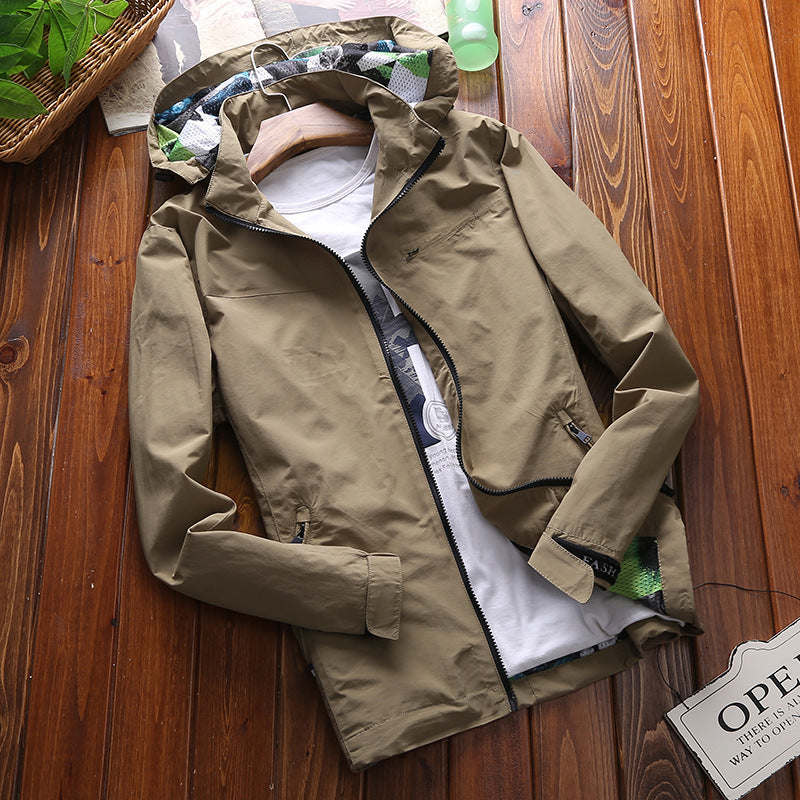 Veste de plein air pour hommes déperlant avec zone de capuche ajustable Chic und Stil