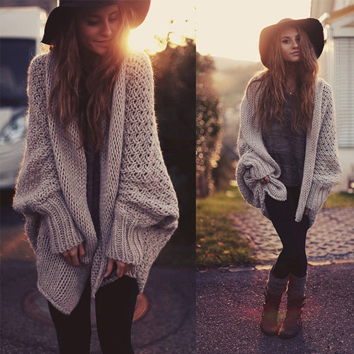 Ladies casual cardigan with raw edges and voluminous sleeves Lune London