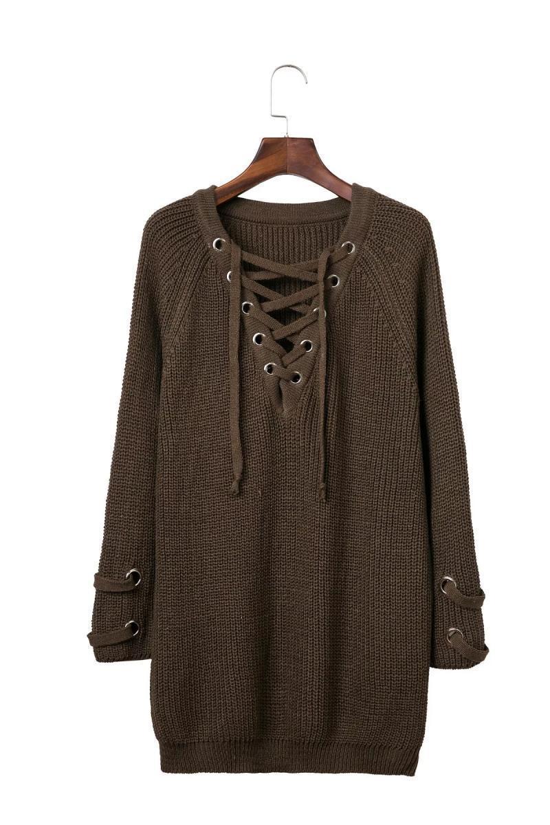 Casual knit sweater for women with decorative lace design and loose sleeves Lune Londonl