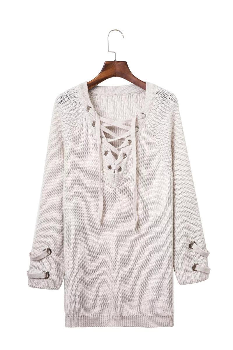 Casual knit sweater for women with decorative lace design and loose sleeves Lune Londonl