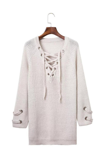 Casual knit sweater for women with decorative lace design and loose sleeves Lune Londonl