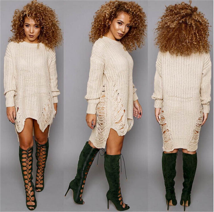 Knit dress for women with a casual cut-out design and modern details Lune London