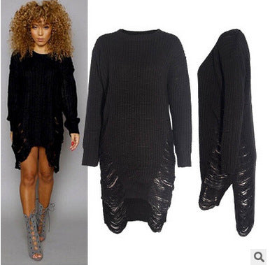 Robe tricotée pour femmes au design décontracté surdimensionné avec des détails découpés saisissants Chic & Stil