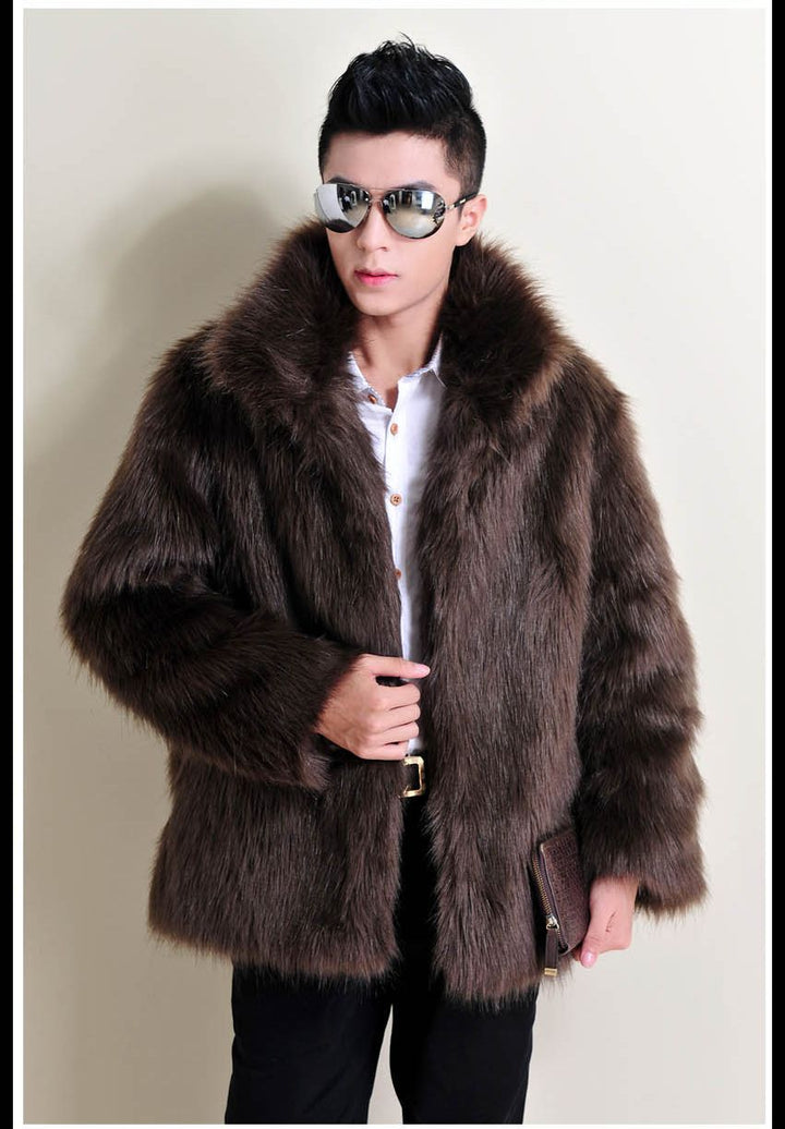 Men's faux fur jacket with classic collar Lune London