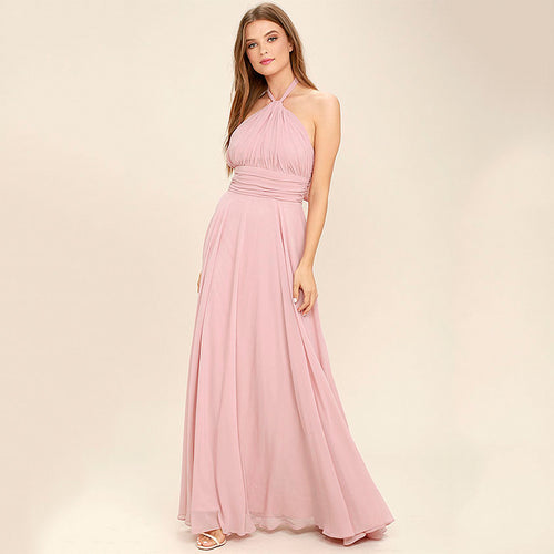 Women's maxi dress with elegant wrap top and flowing skirt