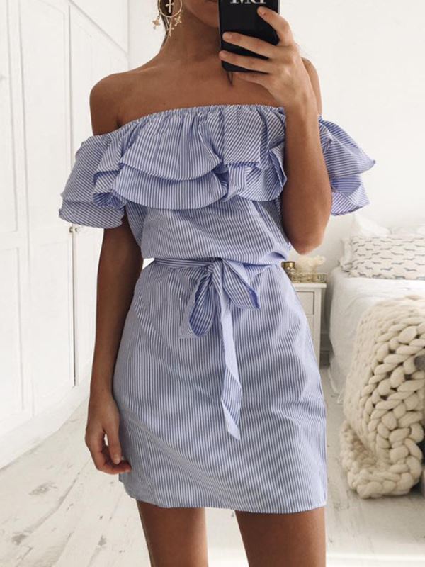 Robe mini femme avec volants et ceinture à nouer Chic & Stil