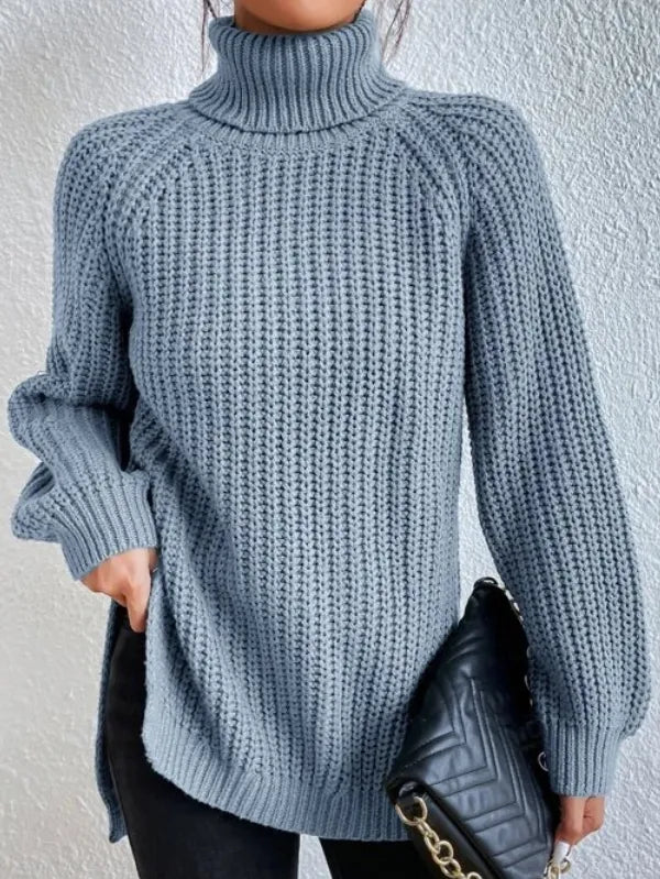 Lune London | turtleneck sweater with raglan sleeves and split hem