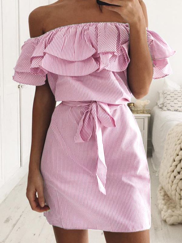 Robe mini femme avec volants et ceinture à nouer Chic & Stil