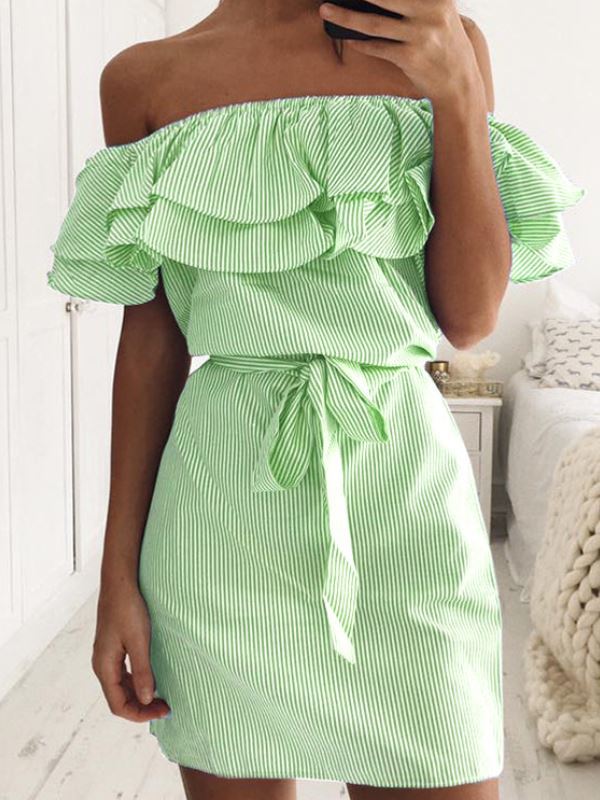Robe mini femme avec volants et ceinture à nouer Chic & Stil