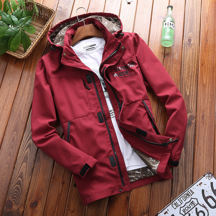 Breathable functional jacket for men with adjustable hood collar Lune London
