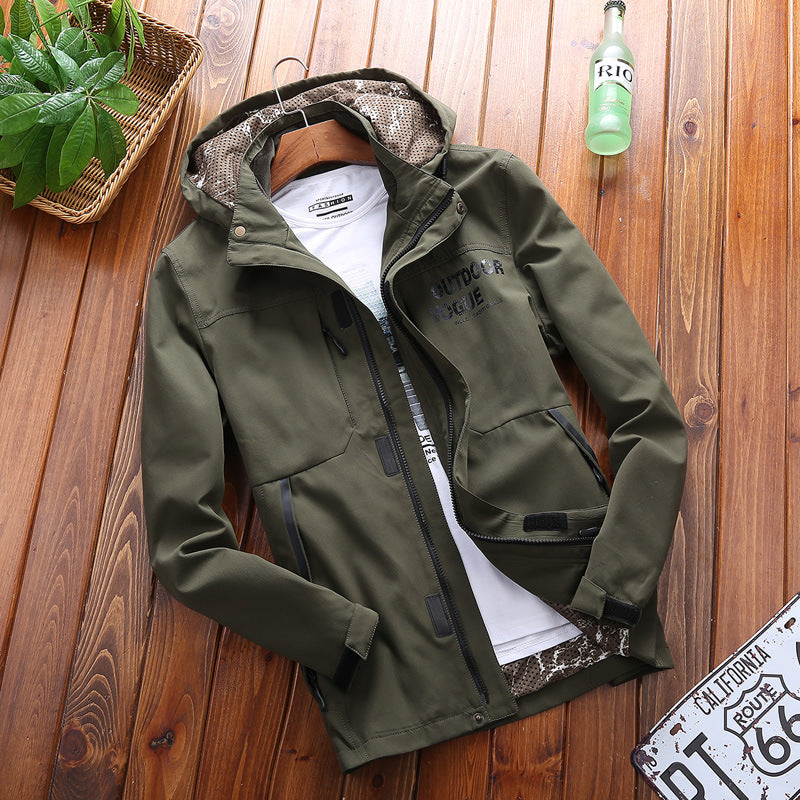 Breathable functional jacket for men with adjustable hood collar Lune London