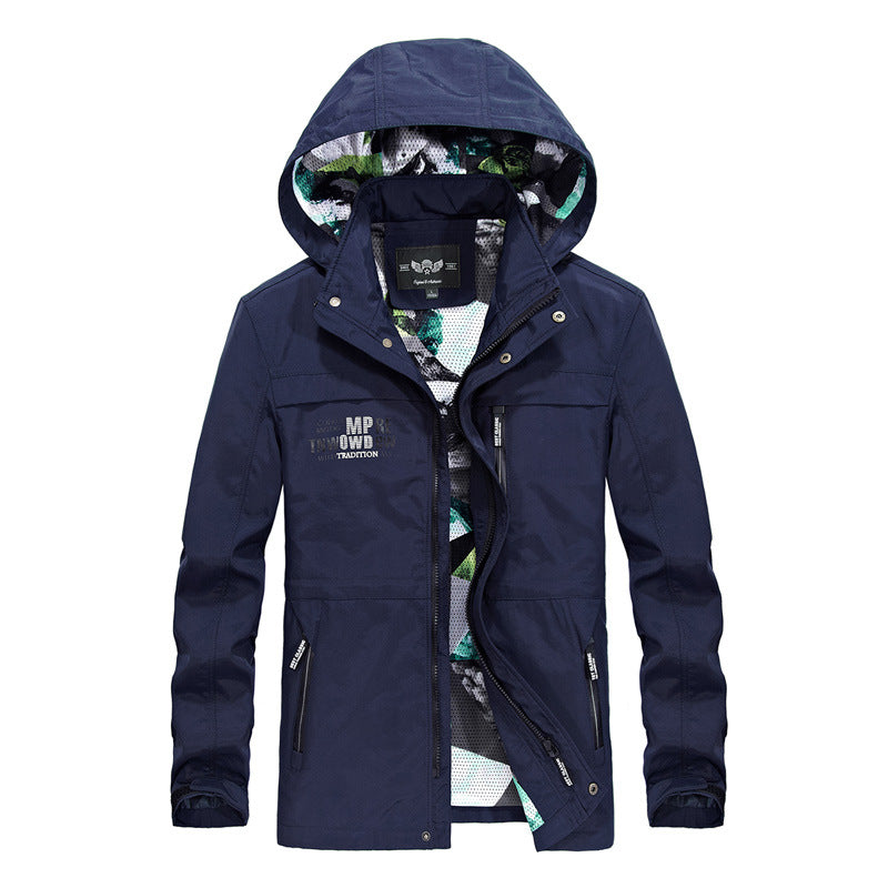 Versatile functional jacket for men with removable hood and multiple pockets Lune London
