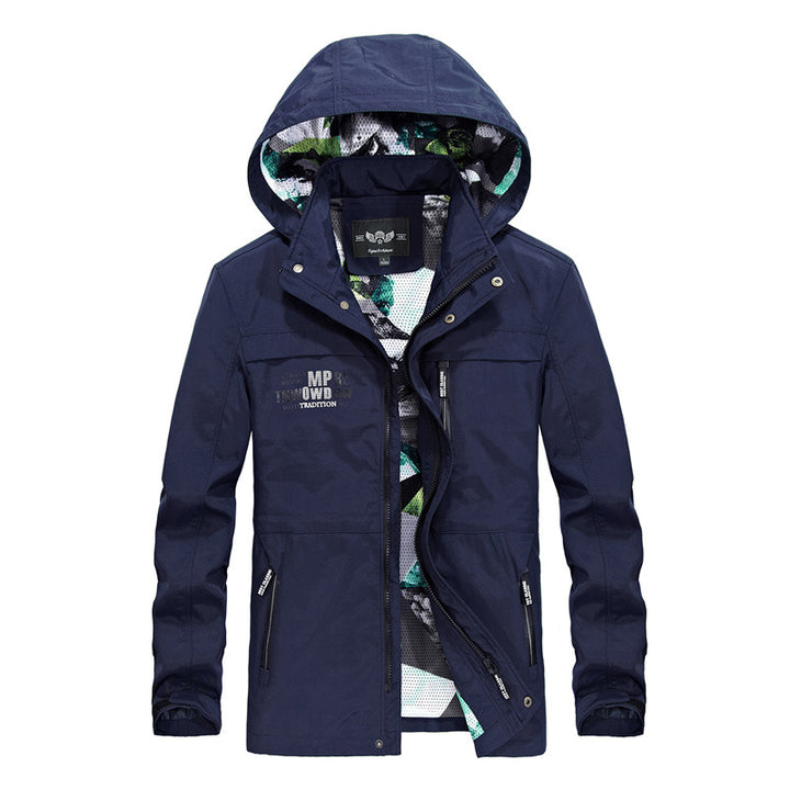 Versatile functional jacket for men with removable hood and multiple pockets Lune London
