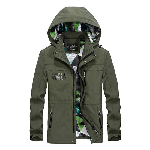 Versatile functional jacket for men with removable hood and multiple pockets Lune London