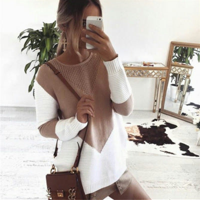 Pull tricoté pour femmes avec un motif zigzag moderne et des manches structurées Chic & Stil
