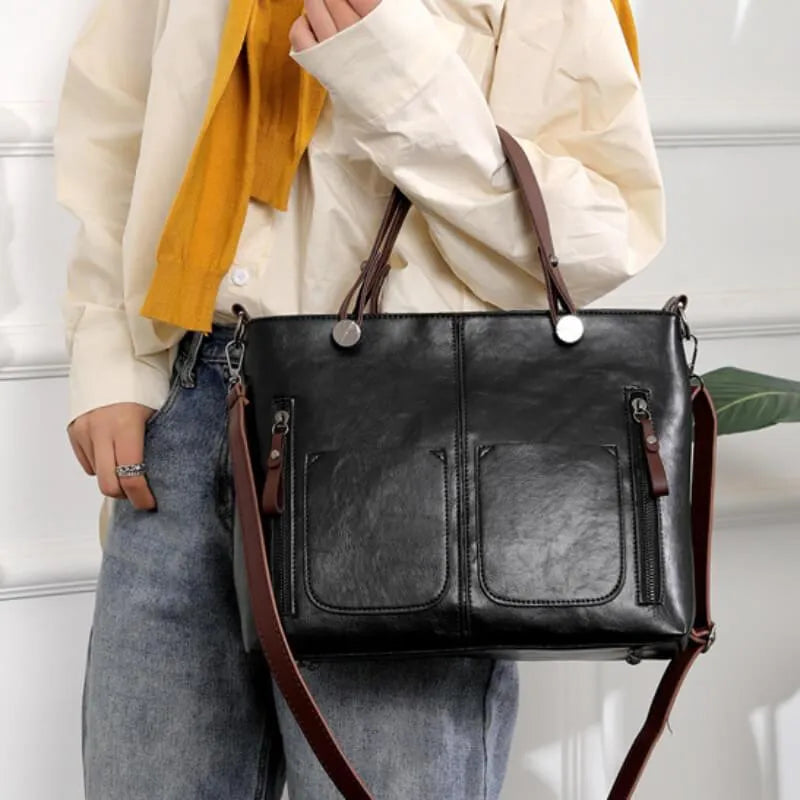 Lune London | Structured leather handbag with two compartments for women