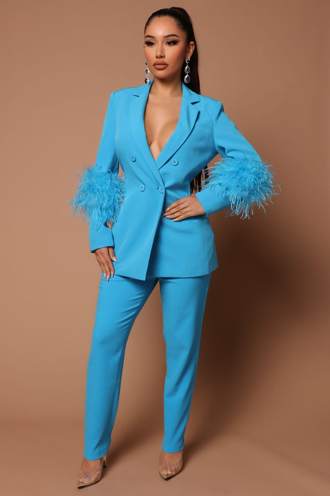 Lune London | Two-piece ostrich fur lapel for women