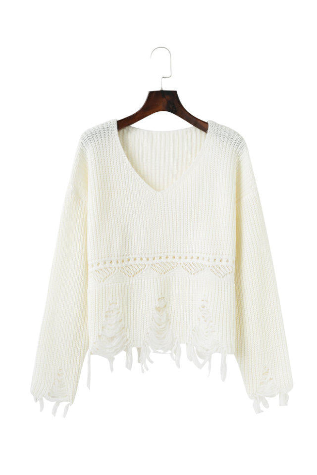 Ladies' sweater with casual fringe design Lune London