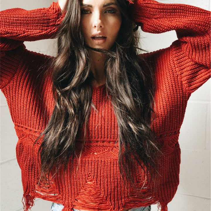 Ladies' sweater with casual fringe design Lune London