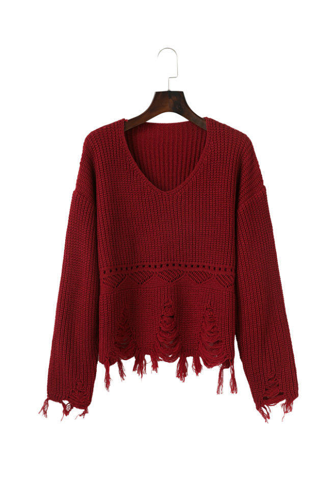 Ladies' sweater with casual fringe design Lune London